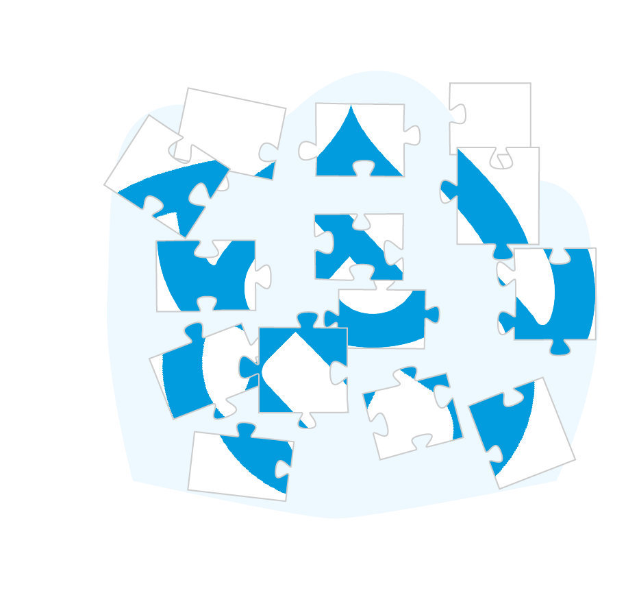 Logo Drupal en puzzle éparpillé